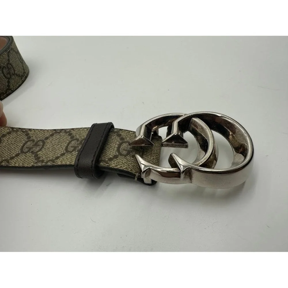 Gucci Interlocking G Belt GG Supreme Canvas Silver Buckle 245859 90 36 Mens